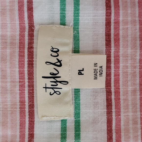 STYLE & CO Striped 100% Cotton Button Down Collared Top SIZE: PETITE LARGE - Picture 11 of 12